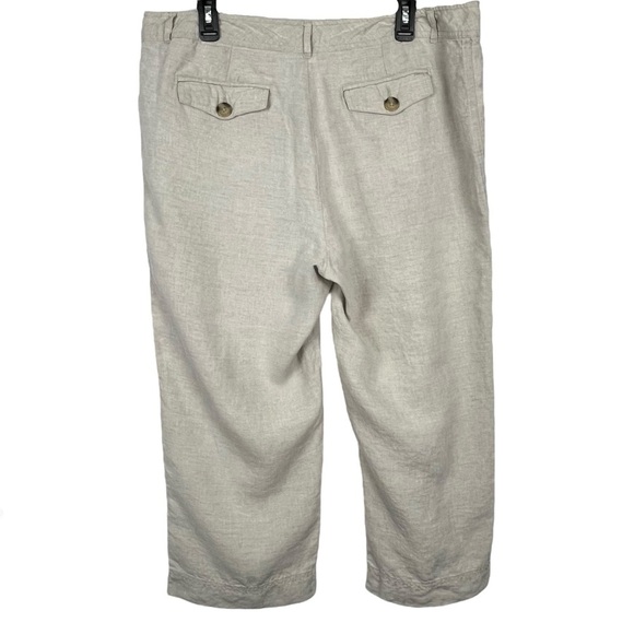 Cherokee Khaki 100% Linen Cropped Pants Lightweight & Versatile Size 18 - Picture 2 of 12
